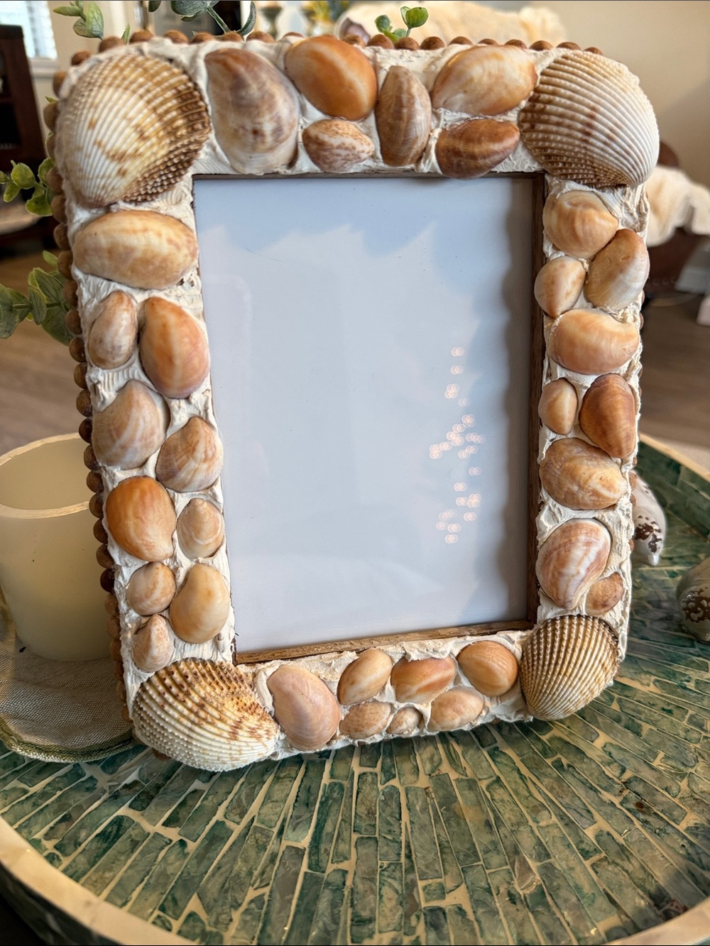 Handcrafted Seashell Decorative Picture Frame – Natural Shell Finish